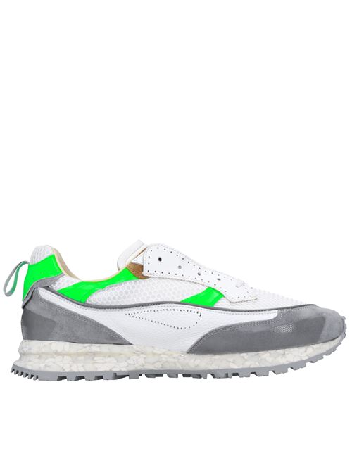 Sneakers in pelle e tessuto HIDNANDER | THREEDOME.ZERO HE1MS230 310BIANCO-GRIGIO-VERDE-MARRONE